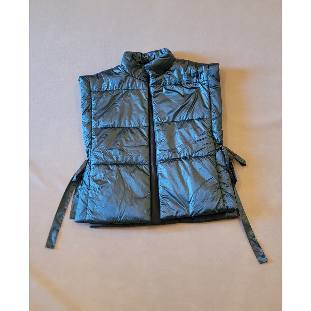 Pilcro Adjustable Puffer Vest – Metallic Teal | Size One Size